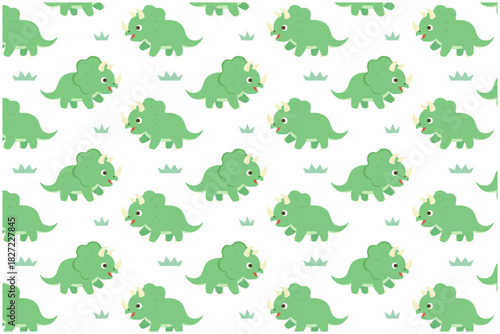 トリケラトプスと草原　パターン背景