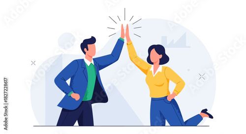 High Five Celebration - Team Success and Achievement in Business.