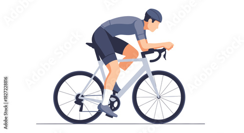 Cyclist in aerodynamic position on road bike.