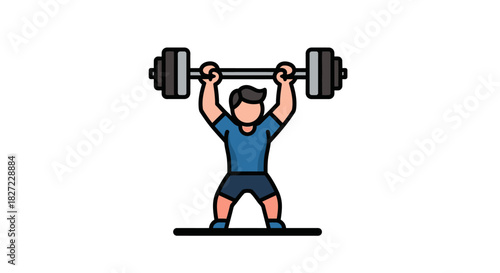 Weightlifter lifting barbell overhead in a clean and jerk motion.