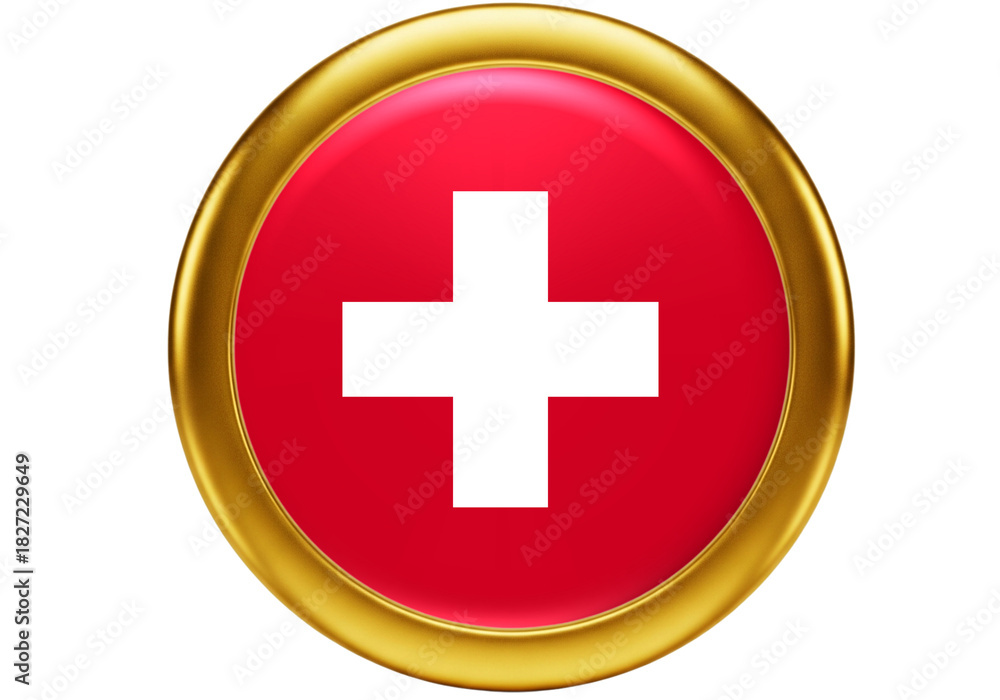 Fototapeta premium Golden Framed Switzerland Flag Button Premium Quality Icon