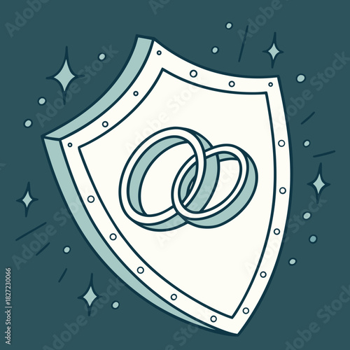 A Shield Featuring Two Interlocked Rings in a Simple Design