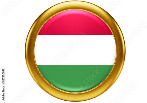 Hungarian Flag Icon: Gold Framed Glossy Circular Button Free Download Hungarian Flag Icon: Gold Framed Glossy Circular Button - GFXLoad
