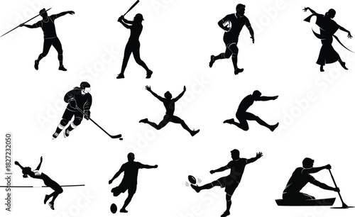 set of silhouettes of sports