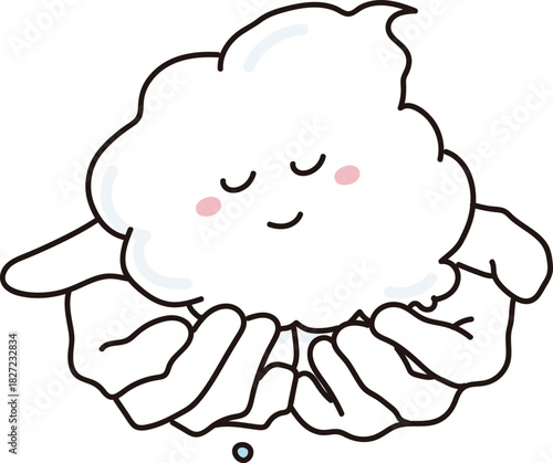 掌にいっぱいの洗顔フォームの泡のイラスト