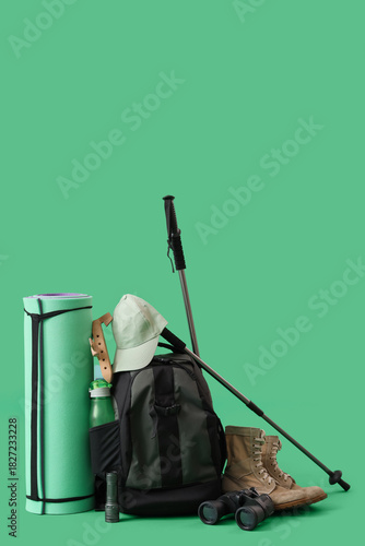 Walking poles, backpack and...