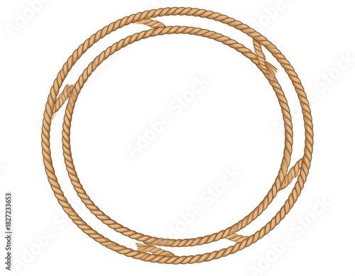 A circular frame design composed of two intertwined, textured ropes, offering a rustic aesthetic, all set against a white backdrop