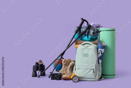 Walking poles, backpack and...