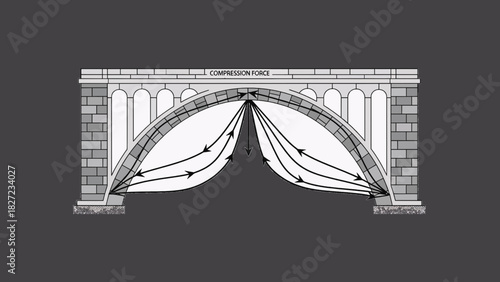 Arch Bridge Compression Force Structural Vector
