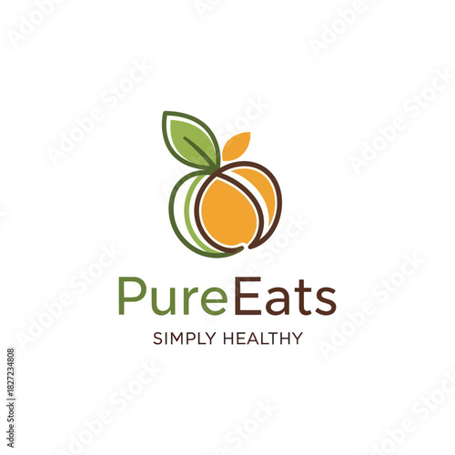 PureEats Simply Healthy Logo with Stylized Fruit Design.