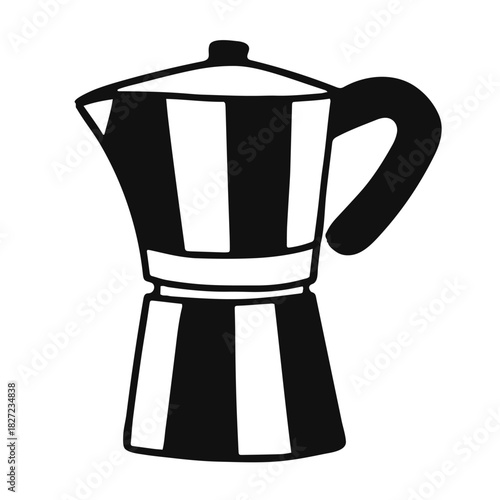 Italian coffee maker or moka pot hand drawn vector illustration
