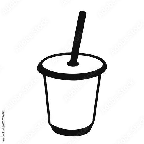 Paper cup or disposable cup with straw 