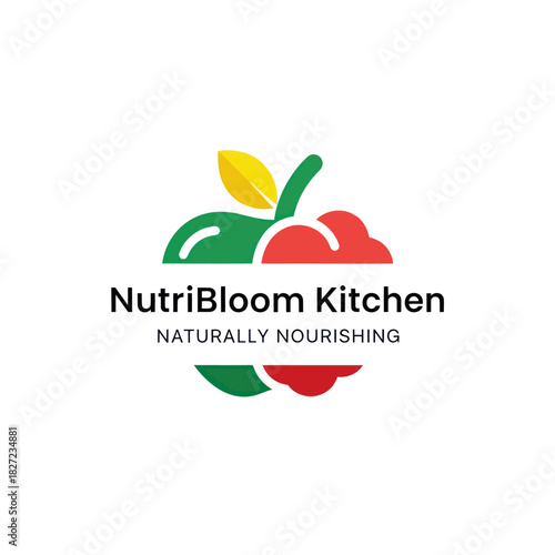 NutriBloom Kitchen Logo Depicting Healthy Food and Natural Nourishment.