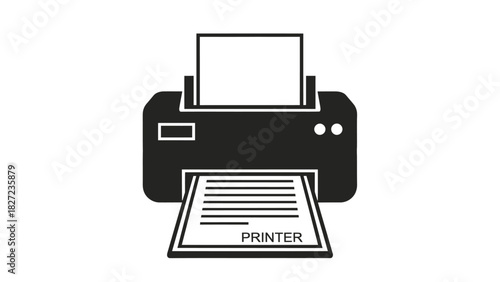 Printer Icon Document Output and Office Equipment Illustration