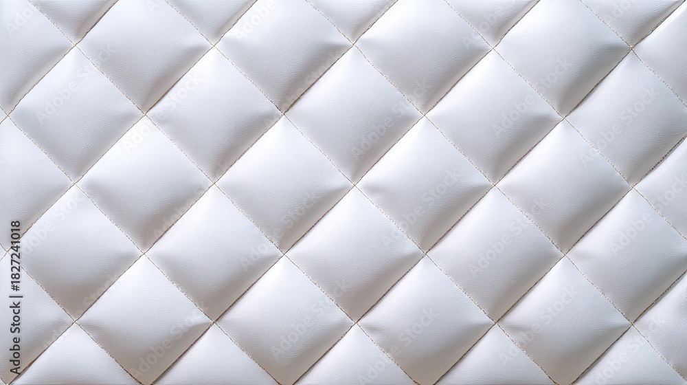 Obraz premium Seamless White Leather Upholstery with Quilted Pattern and 3D Texture Ideal for Modern Interior Design, Furniture, and Home Decor Projects