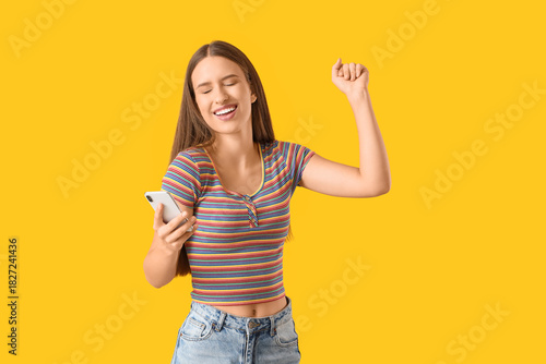 Happy young woman with mode...