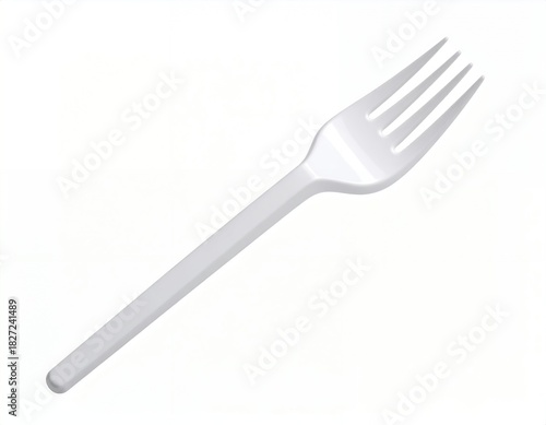 White Plastic Fork Isolated on a Clean White Background.