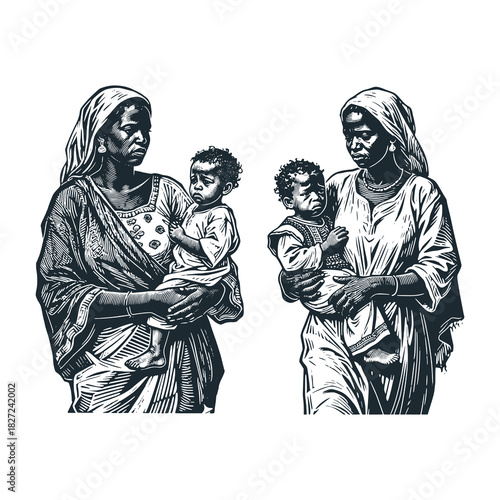 Black mother and son