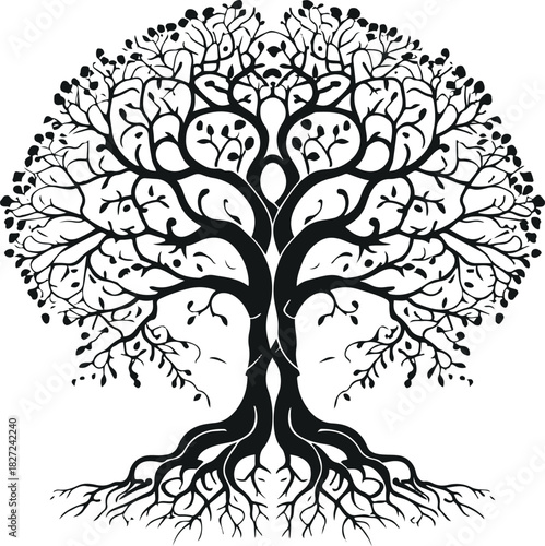 Single-line tree with roots and branches balanced symmetrically 1