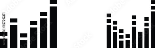 Abstract bar graph illustration showing growth and decline in black and white