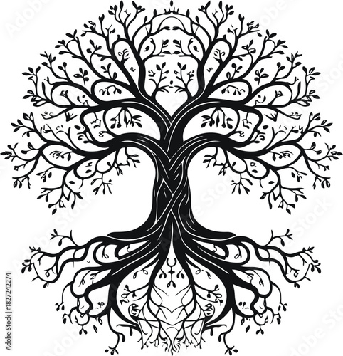 Single-line tree with roots and branches balanced symmetrically 3
