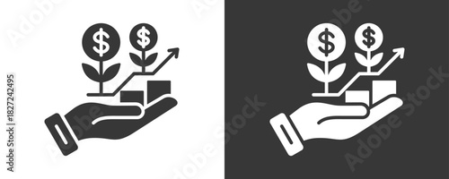 Profit Growth Icon Set Vector Collection Isolated In Black And White