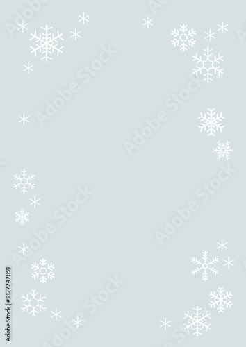 冬の日、雪の結晶の背景あしらい_A版比率｜Winter Snowflake Background Decoration – A-Size Ratio