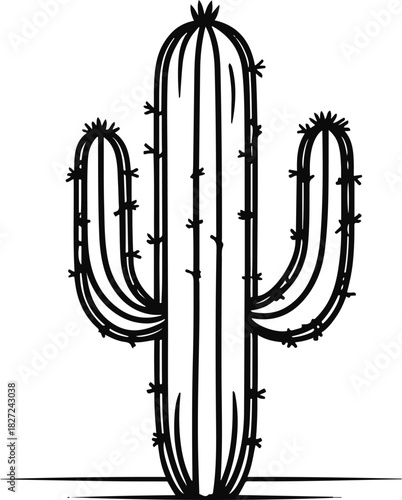 Simplified desert cactus in geometric line style 1