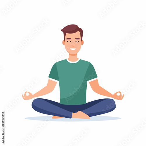 Meditating man seated in lotus pose for peace and focus.
