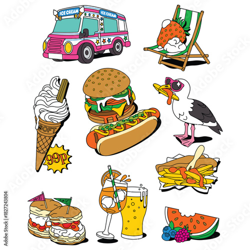 Summer Treats A Collection of Fun and Delicious Food Icons