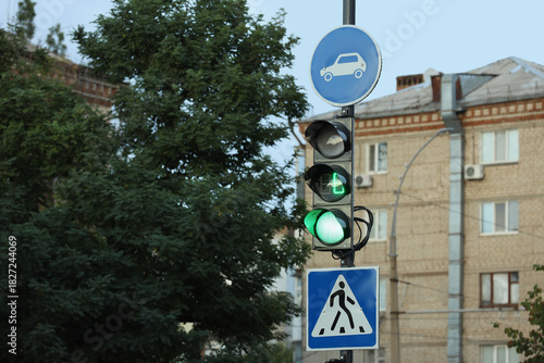 View of green traffic light...