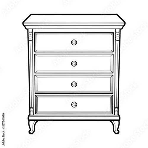 chest of drawers coloring page line art