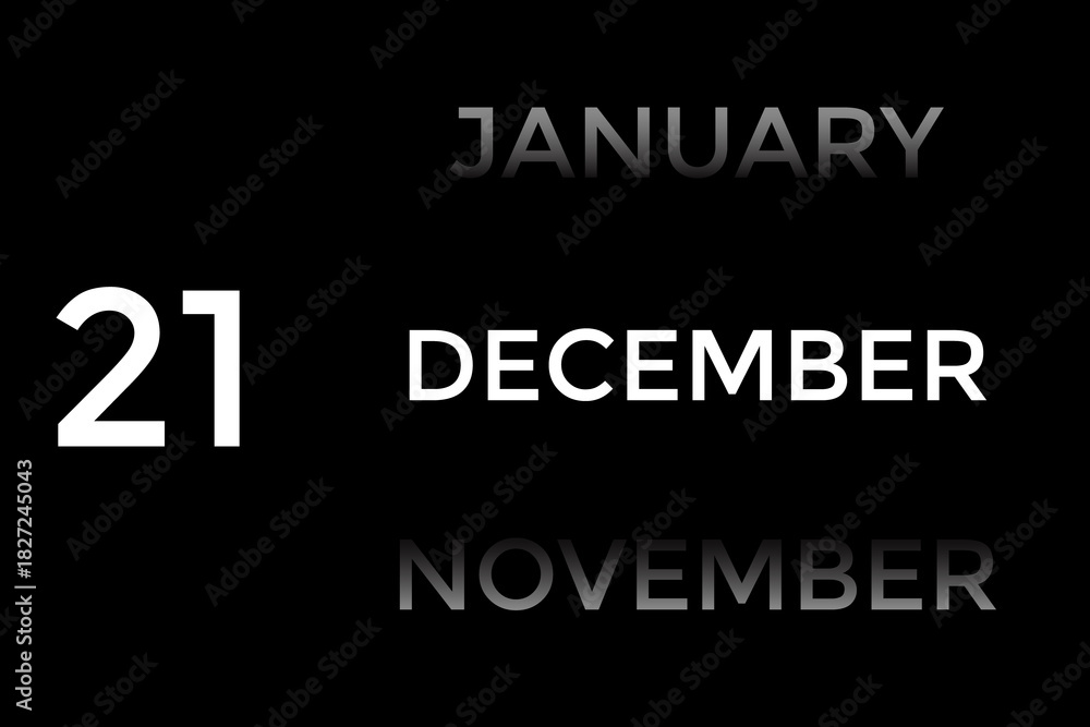 Obraz premium December 21 calendar with black background