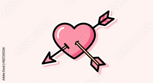 Heart pierced by arrow icon for love and romance, Valentine's Day