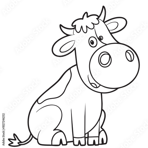 Cute Cartoon Cow Coloring Page Illustration for Kids Education and Farm Animal Learning Activities Perfect for Coloring Books and Printable Worksheets Educational Resource