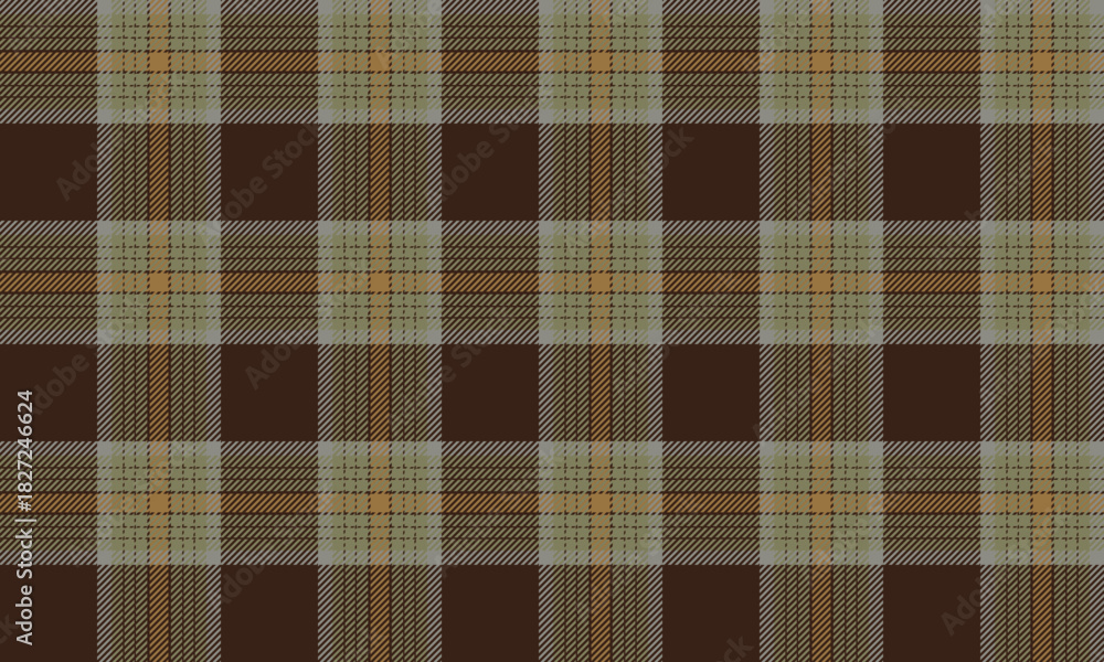 Obraz premium Seamless plaid pattern, brown, green, yellow, for designing clothes, skirts, pants, shirts, adding a classic, modern touch to every fashion style.