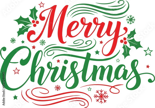  Merry Christmas vector text Calligraphic Lettering Vector art illustration with white backgound