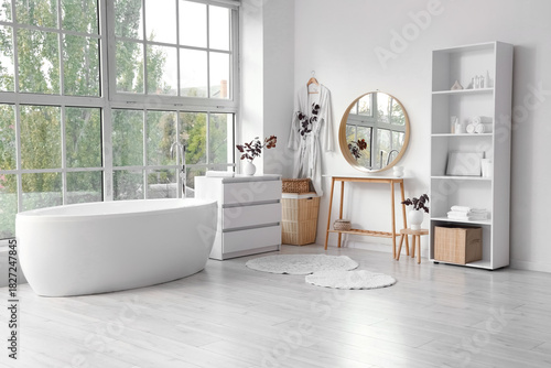Interior of bathroom with a...
