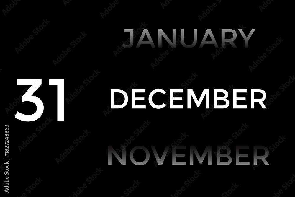 Obraz premium December 31 calendar with black background