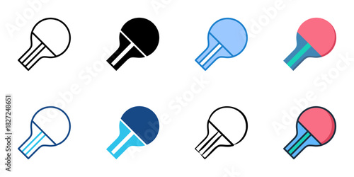 Table Tennis Paddle icon set multiple style vector collection 
