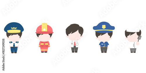Cute Profession Character Vector Set for Education and Kids Projects