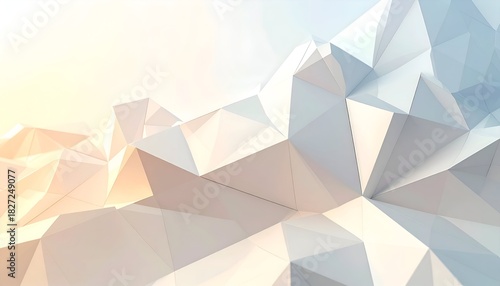 Fototapeta Naklejka Na Ścianę i Meble -  Geometric abstraction showcasing a crystalline, mountain-like structure in soft pastel hues