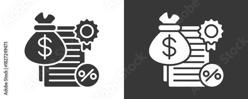 Debt Icon Set Vector Collection Isolated In Black And White