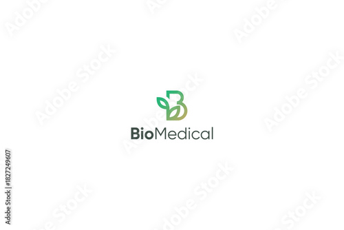 Letter B eco friendly organic fresh green leaf natural investment logo
