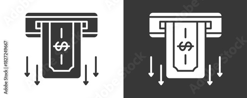 Cash Withdrawal Icon Set Vector Collection Isolated In Black And White