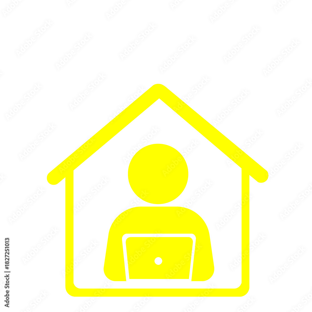 Obraz premium 家の中で静かに進めるテレワークの時間(黄色)