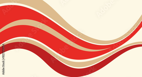 Abstract Red and Beige Wavy Lines Background Design.