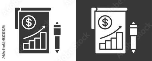 Financial Statement Icon Set Vector Collection Isolated In Black And White
