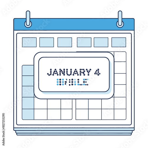 Calendar showing January 4th date with braille text for accessibility.