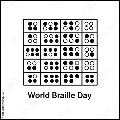 A graphic illustration of the Braille alphabet for World Braille Day.